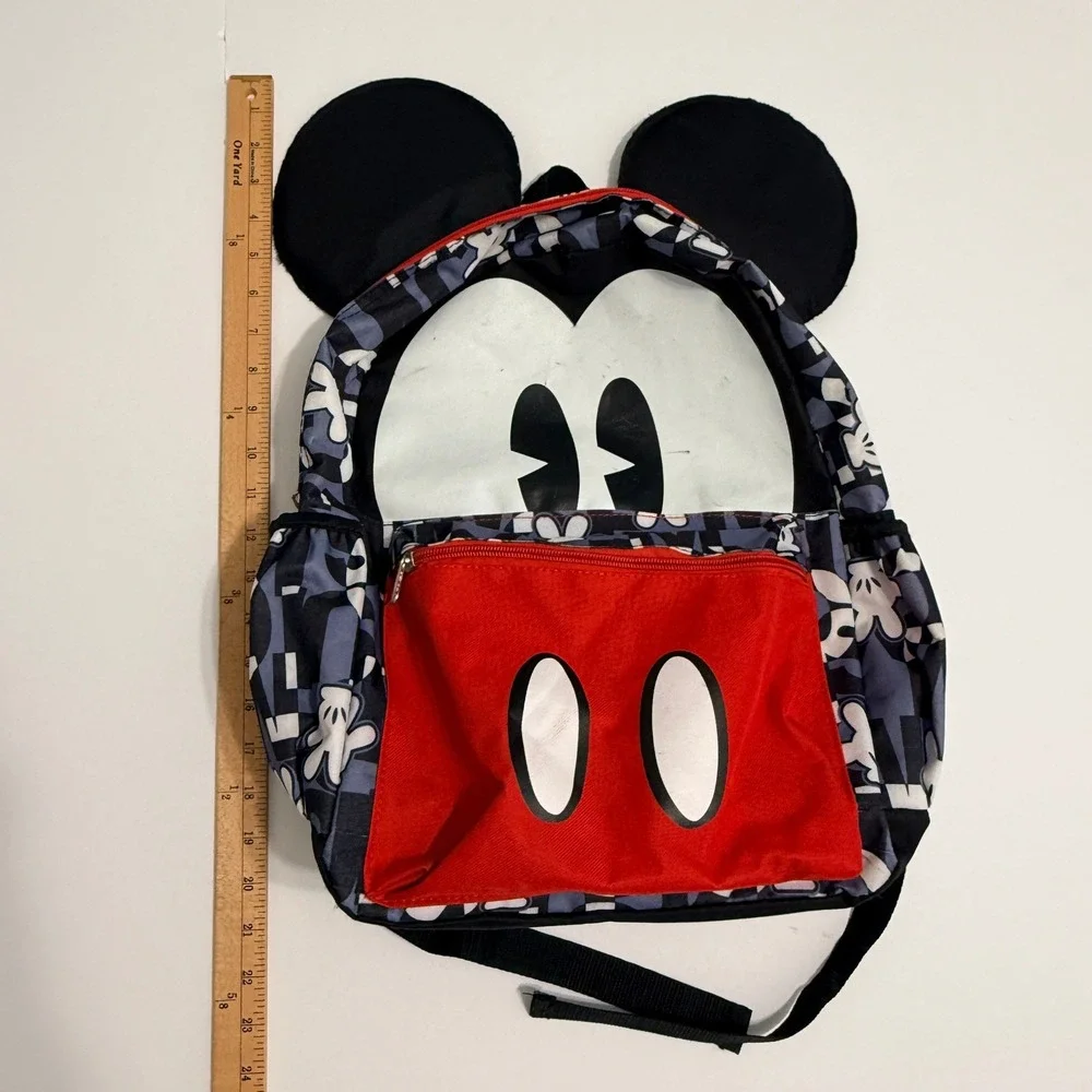 Disney Unisex Mickey Mouse 3D Ears Backpack OS Red Black‎ Grey Canvas Travel
